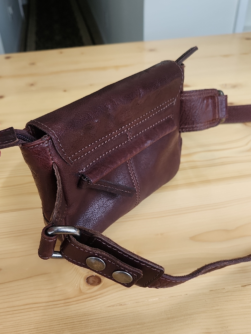 Spikes & Sparrow Leather Crossbody Belt Bag Brown Multi Pocket Fanny Pack Unisex - Picture 15 of 17